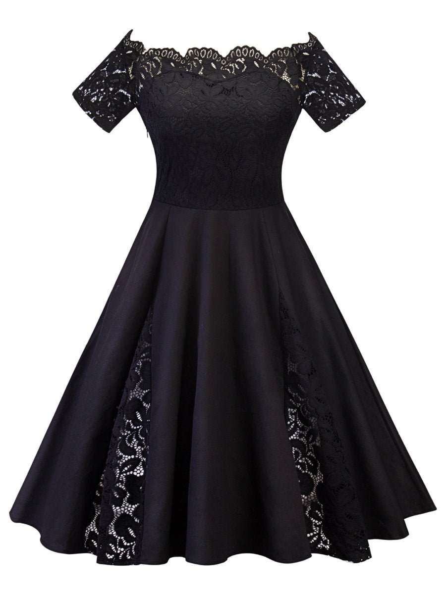 Dresses For A Wedding Lace Patchwork Plus Size Swing Dresses