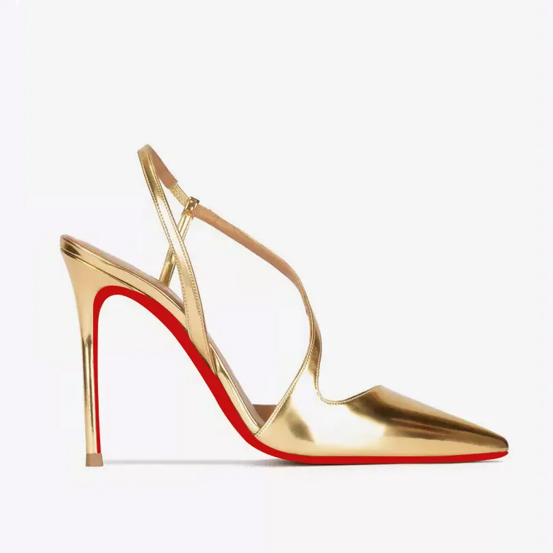 100mm Spotlight Wavy Straps Sandals High Heel Sandals Red Bottom Pumps-vocosishoes
