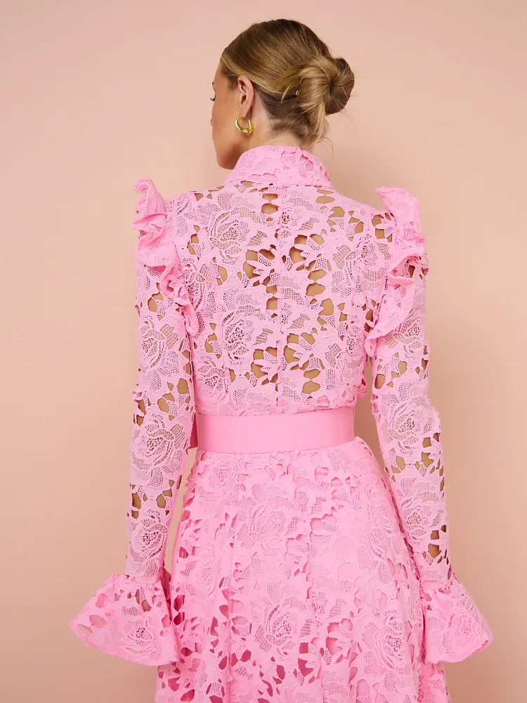 chinese dress ladies Leo Lin Aliyah Lace Butterfly Sleeve Midi Dress in Snow – Coco & Lola main image 1