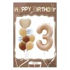 Retro Cream Caramel Cartoon Bunny Bear 0 - 9 Numbers Latex Aluminum Film Balloons Flags Package Kids Birthday Party Decors
