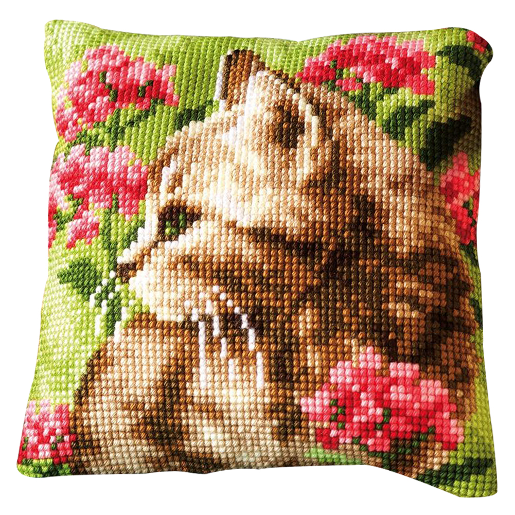 

Cat - 11CT Stamped Cross Stitch Pillowcase - 40*40CM, 501 Original