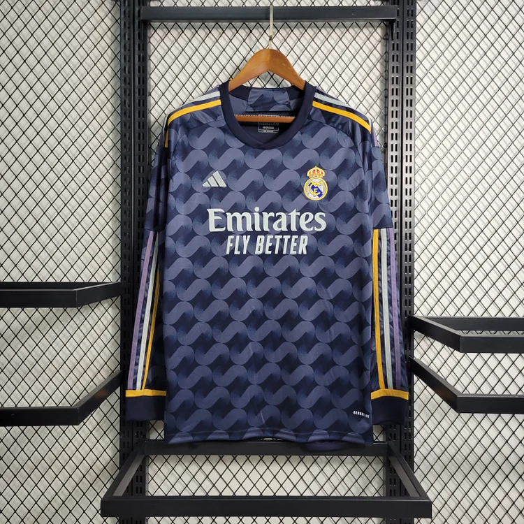 Real Madrid Long Sleeve Away Shirt Kit 2023-2024 - Black