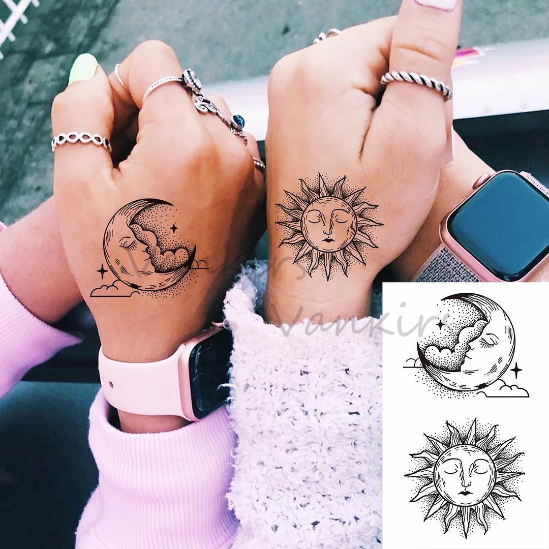 Sdrawing Cloud Coconut Tree Temporary Tattoos For Adults Girls Tiger Flower Compass Mountain Fake Tattoo Sticker Arm Leg Tatoos