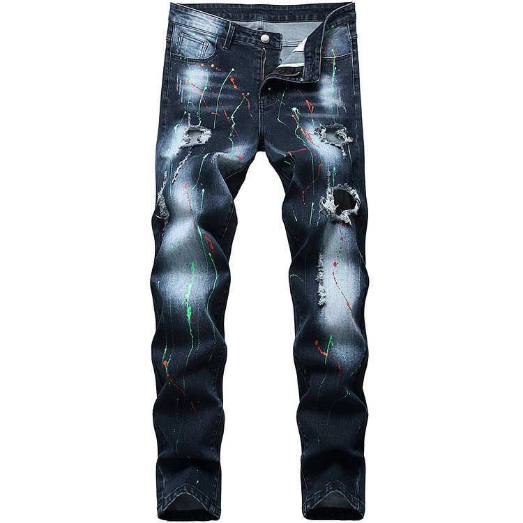 Paint Splatters Straight Casual Men's Jeans
