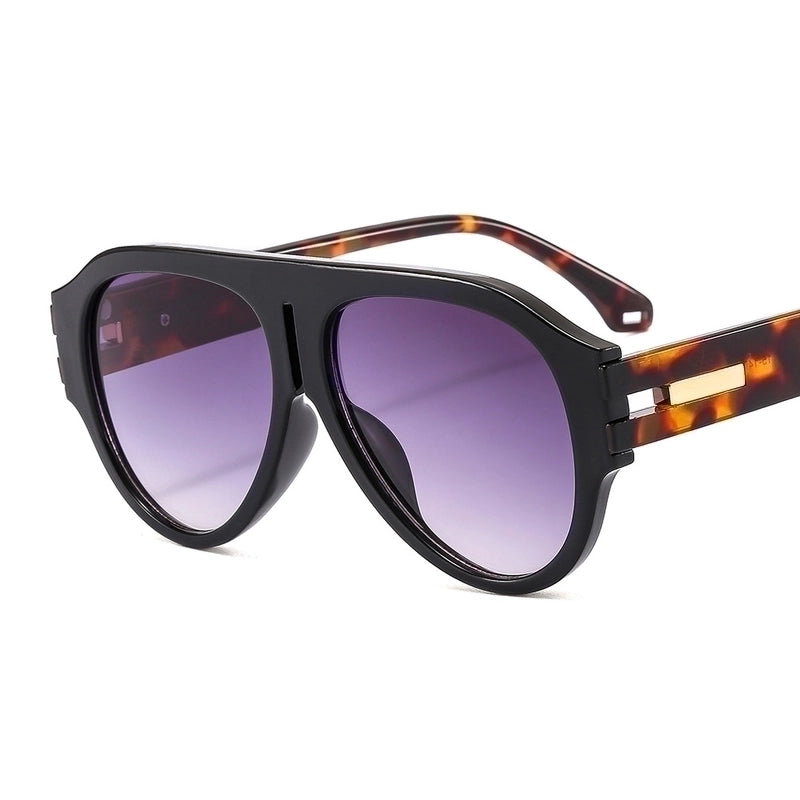 Retro Leopard Pc Oval Frame Patchwork Full Frame Women’s Sunglasses