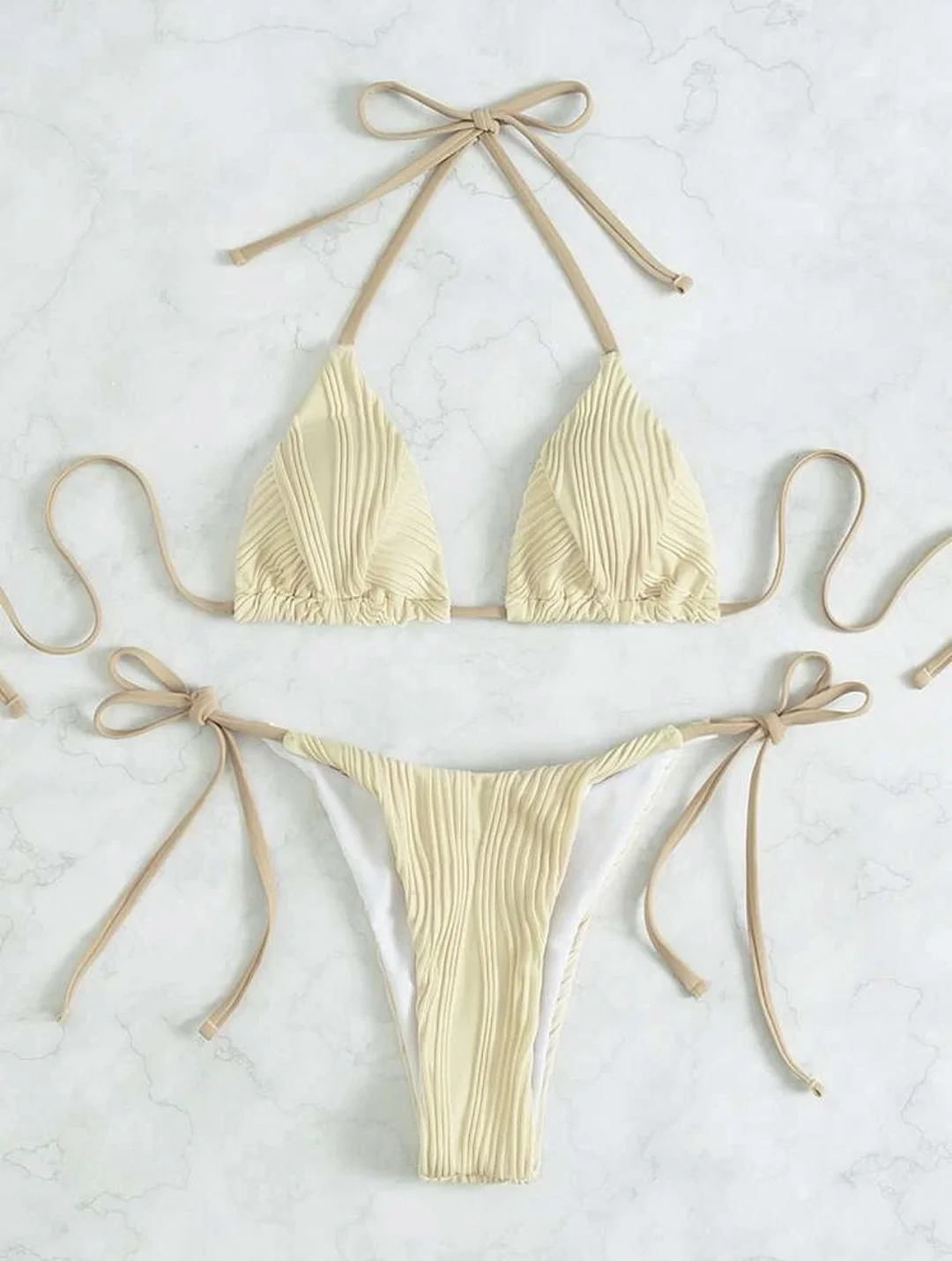 Uveng Addition 2023 New Drawstring Strap Split Bikini Bikini