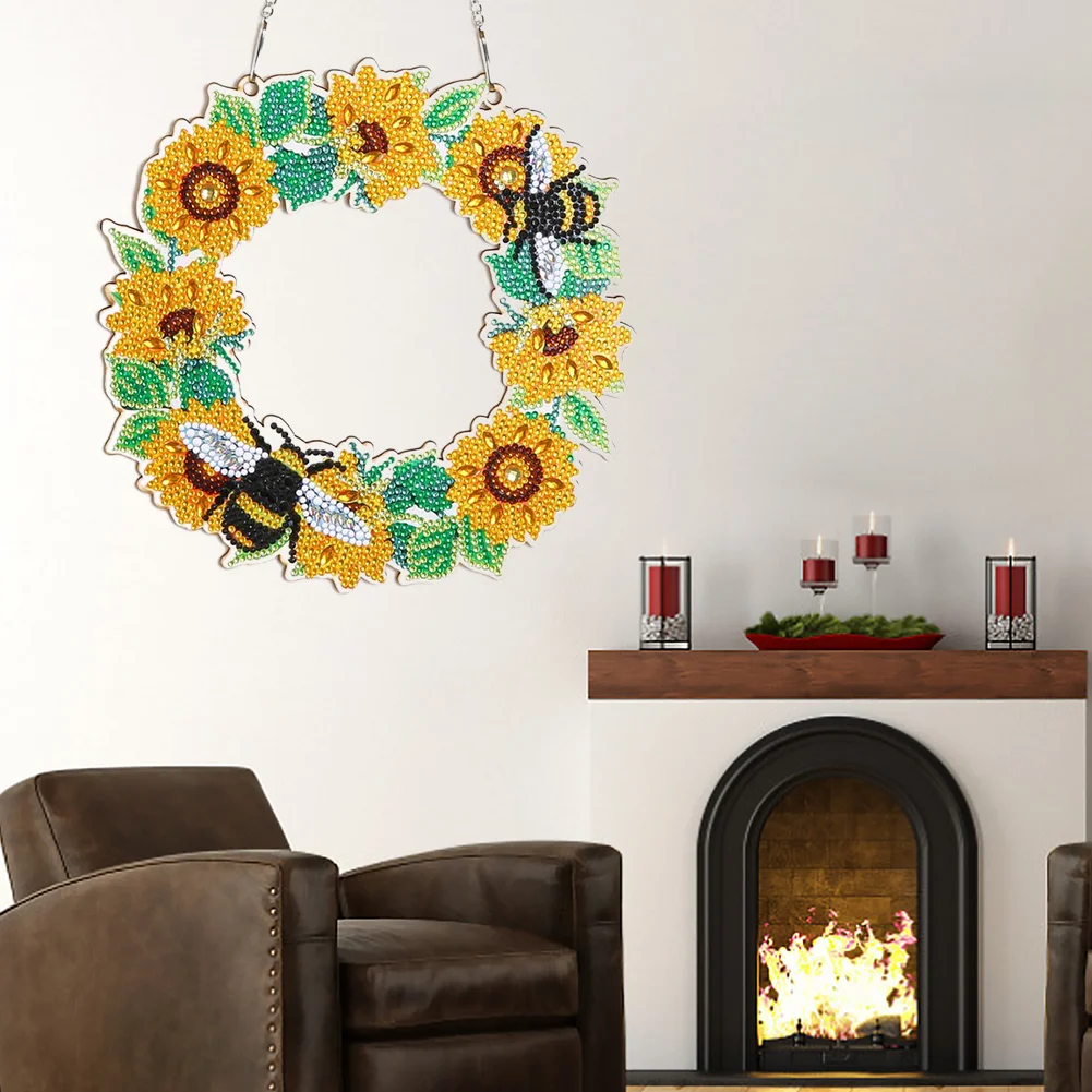 DIY Diamond Painting Art Hanging Wreath - Bee