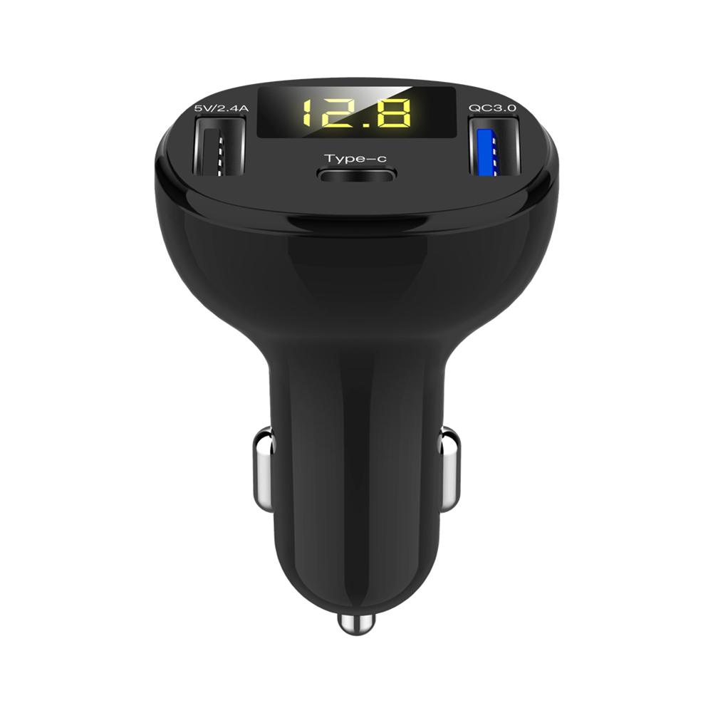 

Digital Display Type-C+QC3.0 Fast Charging USB Car Charger for Phone Tablet, 501 Original