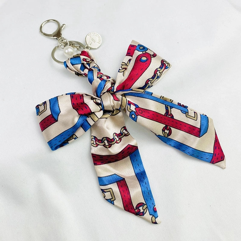 Sweet Minimalist Bow Knot Cloth Metal Unisex Bag Pendant Keychain