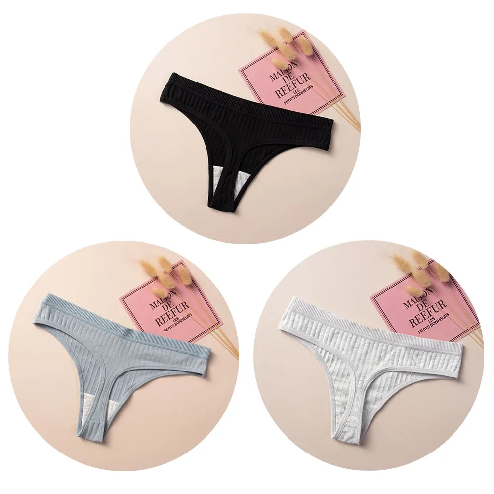 Women's Cotton G-String Thong Sexy Panties for Women String  Low-Rise Underwear Intimate Lingerie Ladies T-back 3 Pcs