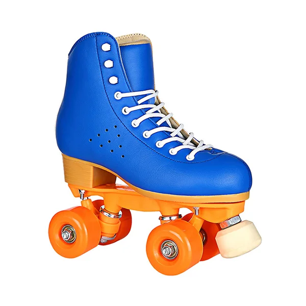 Double Row Blue Cowhide Roller Skates