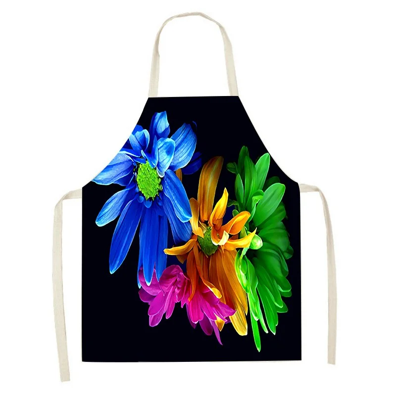 Linen Kitchen Apron - Flowers letclo 