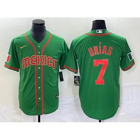 Men's Mexico Baseball #7 Julio Urias 2023 Green World Baseball With Patch Classic Stitched Jersey LU04
