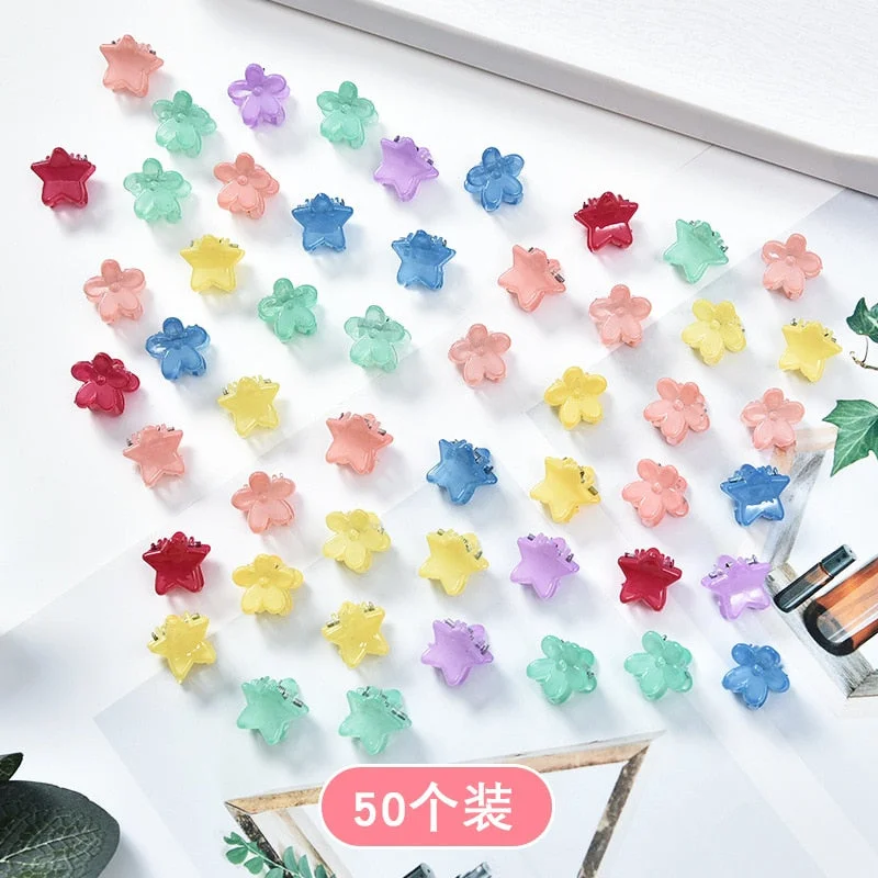 20-50 Pcs Baby Girls Small Hair Claw Cute Candy Color Flower Blossoms Jaw Clip Children Hairpin Hair Accessories New Fashion