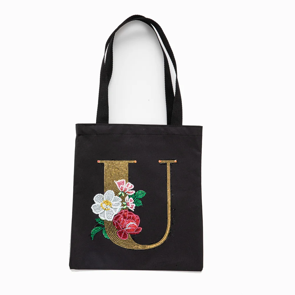 DIY Diamonds Painting Handbag Linen Shopping Bag Portable Fashion for Work