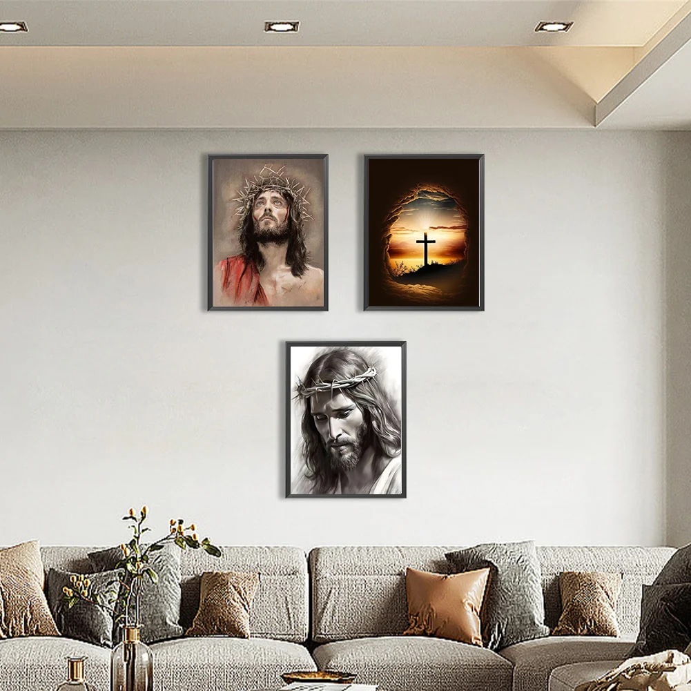 3pcs Diamond Painting - Full Round Drill - Faith(Canvas|30*40cm)