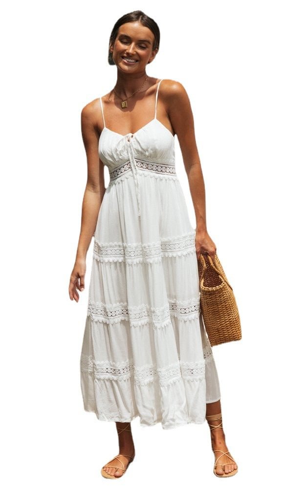 lace panel maxi dress