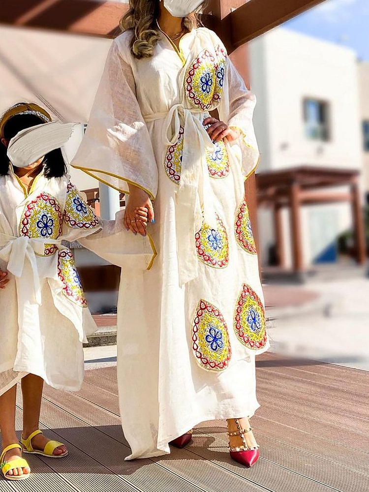 Color pattern women white dress فساتين