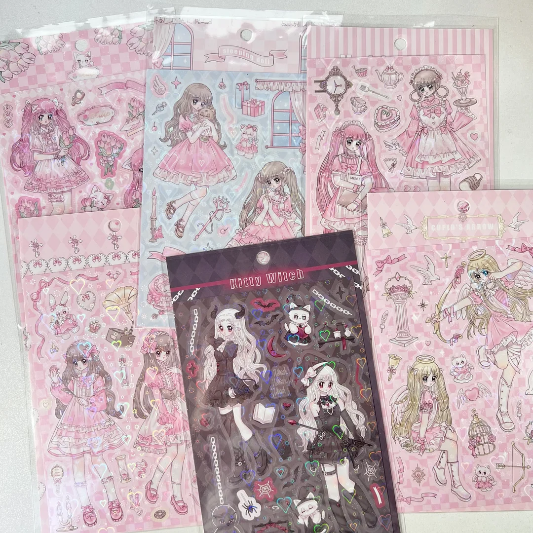 Comic Sweet Girls Characters Stickers