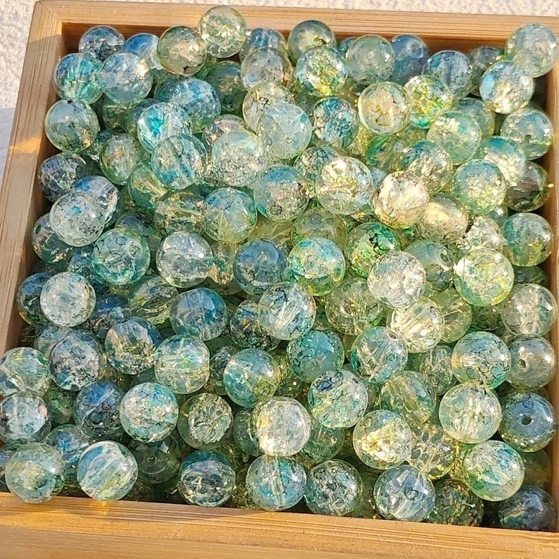 New 8/10mm Water Dyed Protein Jade Broken New Chinese Style Gold Sprinkling Glass Bead DIY Bracelet Ornament Straight Hole Beads Loose Beads