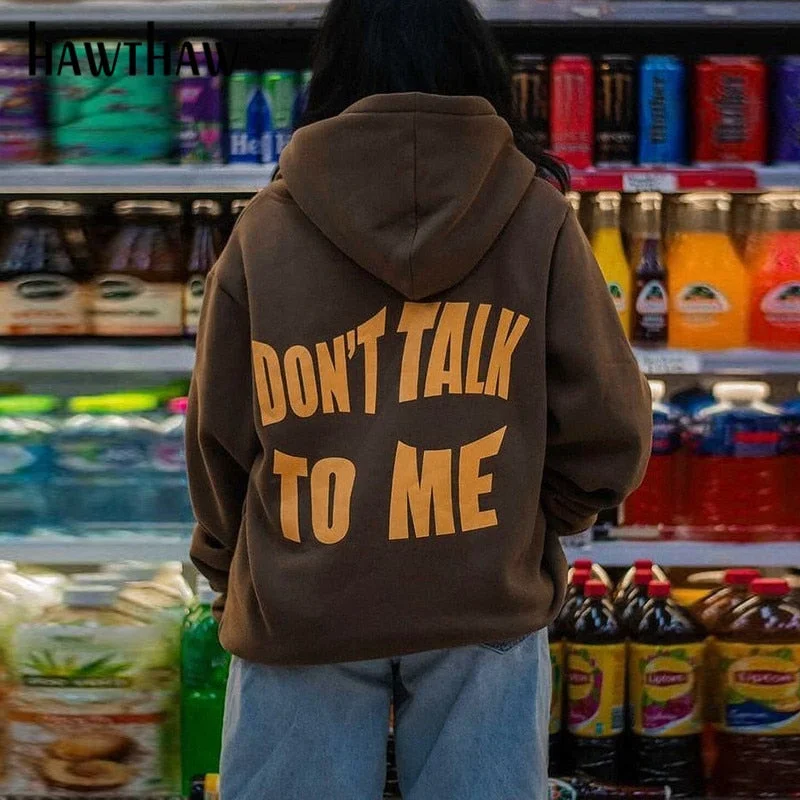 Hawthaw Women Autumn Long Sleeve Letter Printed Hoodie Tops Pullover Sweatshirt Wholesale Items For Business 2021 Fall Clothes