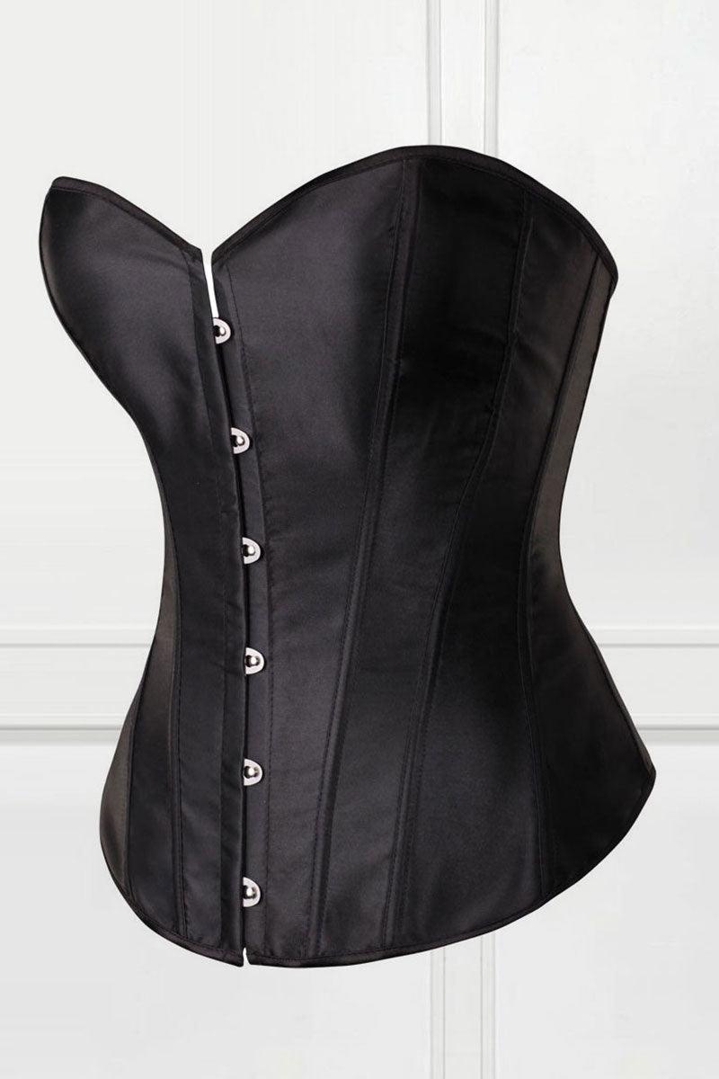 Plus Size Solid Lace-up Hooks Trim Bustier Corset Lingerie Tops Shapewear
