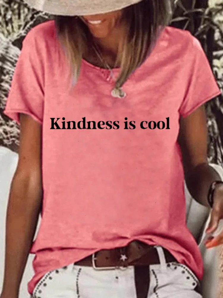 Short Sleeve Loose Be Kind Letter Printed T-shirt