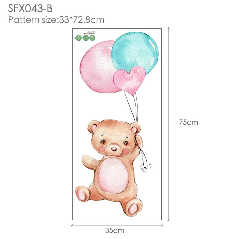 Colorful Balloons Vinyl Decorative Wall Stickers For Kids Rooms Cute Bear Children for Wall Stickers Home Decor Living Room