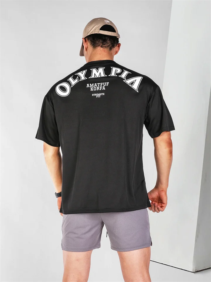 Summer Fitness Short-sleeved Men's Quick Dry Mesh Korean Version of The Sports T-shirt Loose and Large Half-sleeved Sweatshirt-Cosfine