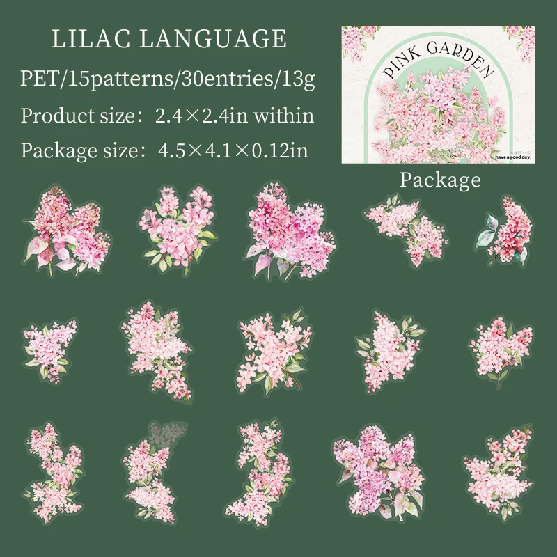 PET Sticker - Pink Garden Series Vintage Flower Landscaping 