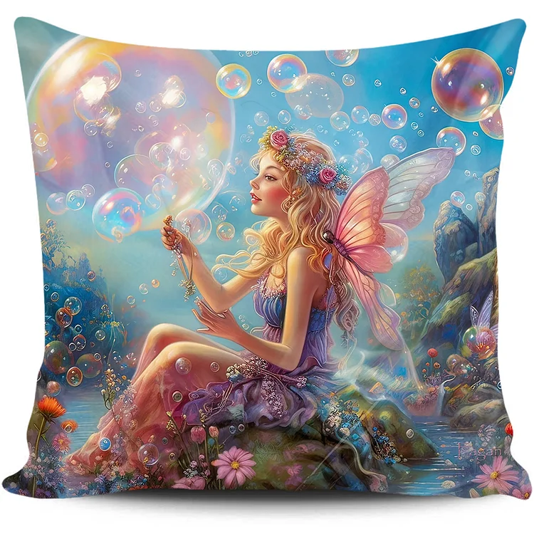 Cross Stitch Pillow - fantasy butterfly fairy (45*45cm) gbfke