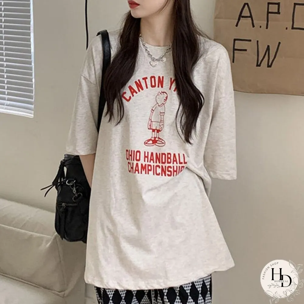 Spring Summer Letter White Shirts Women Loose Casual Print Tees Short Sleeves Student