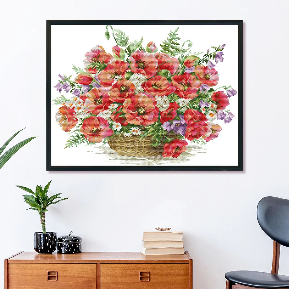 14CT Stamped Cross Stitch - Basket(Canvas|48*37CM)