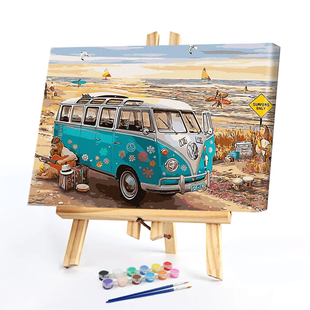 Seaside House Car - Paint By Numbers(50*40CM)