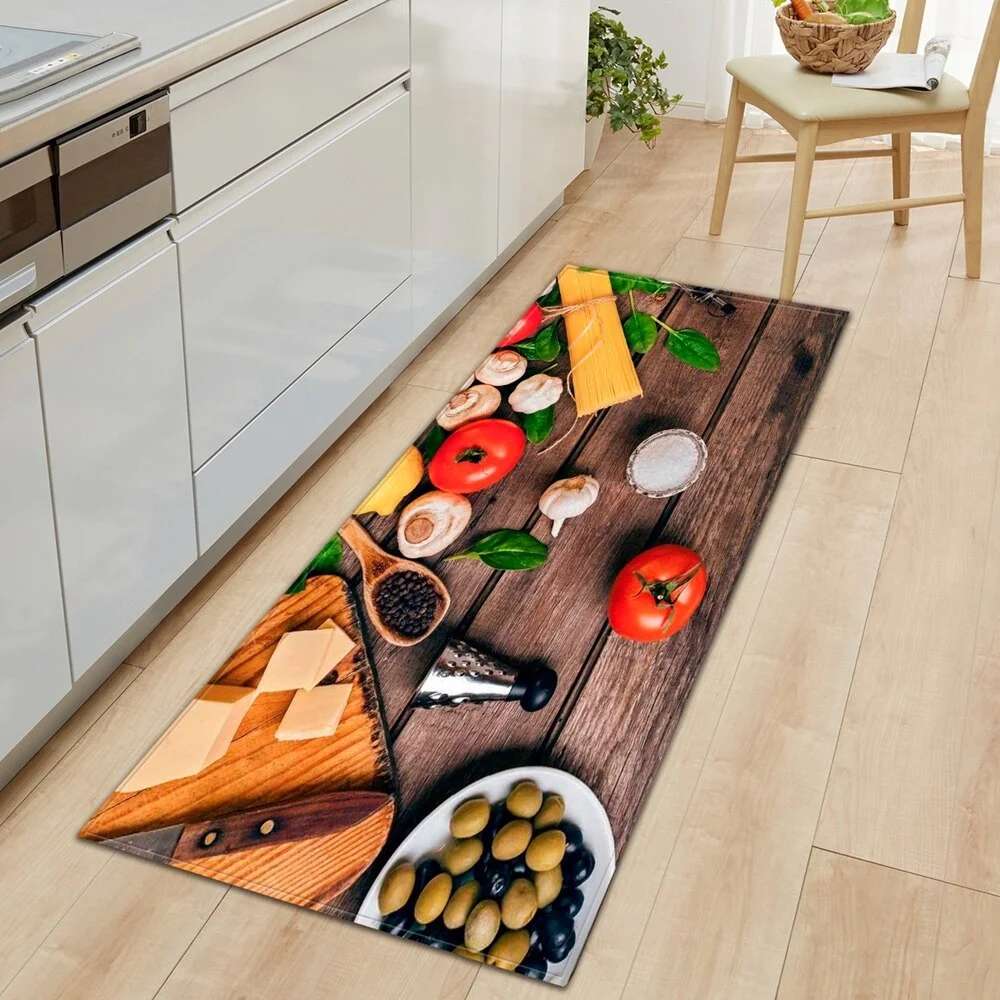 Seasoning Pattern Kitchen Floor Mat Home Entrance Doormat Bedroom Living Room Decoration Long Carpet Hallway Bath Anti-Slip Rugs