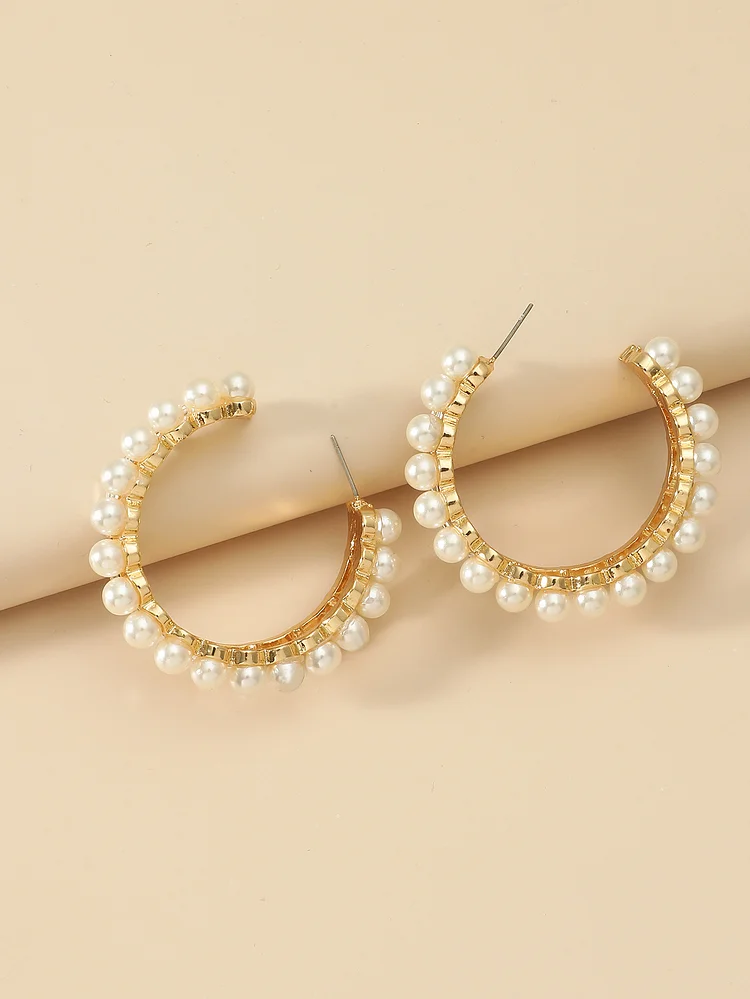 Vintage fashion pearl earrings ladies accessories-Accessories