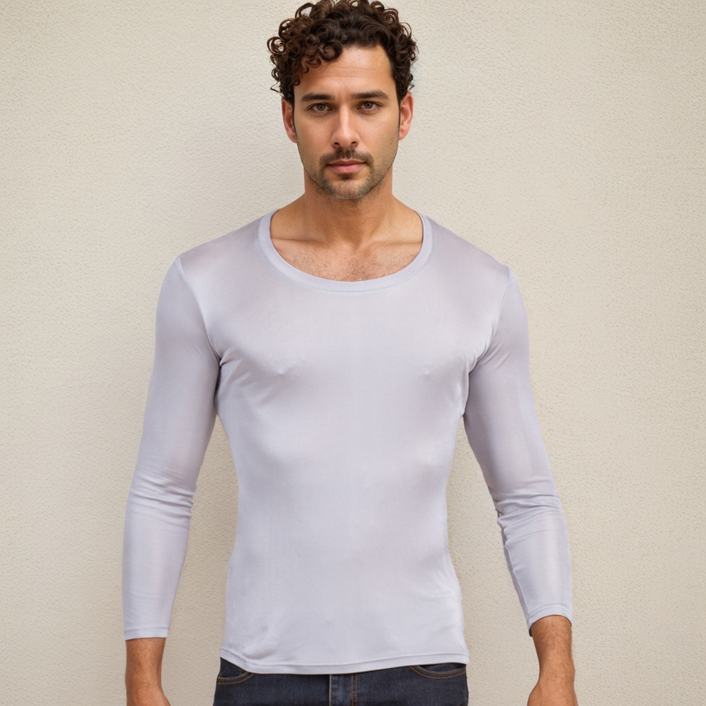 Silk T-shirt Men's Casual Long-sleeved Style REAL SILK LIFE
