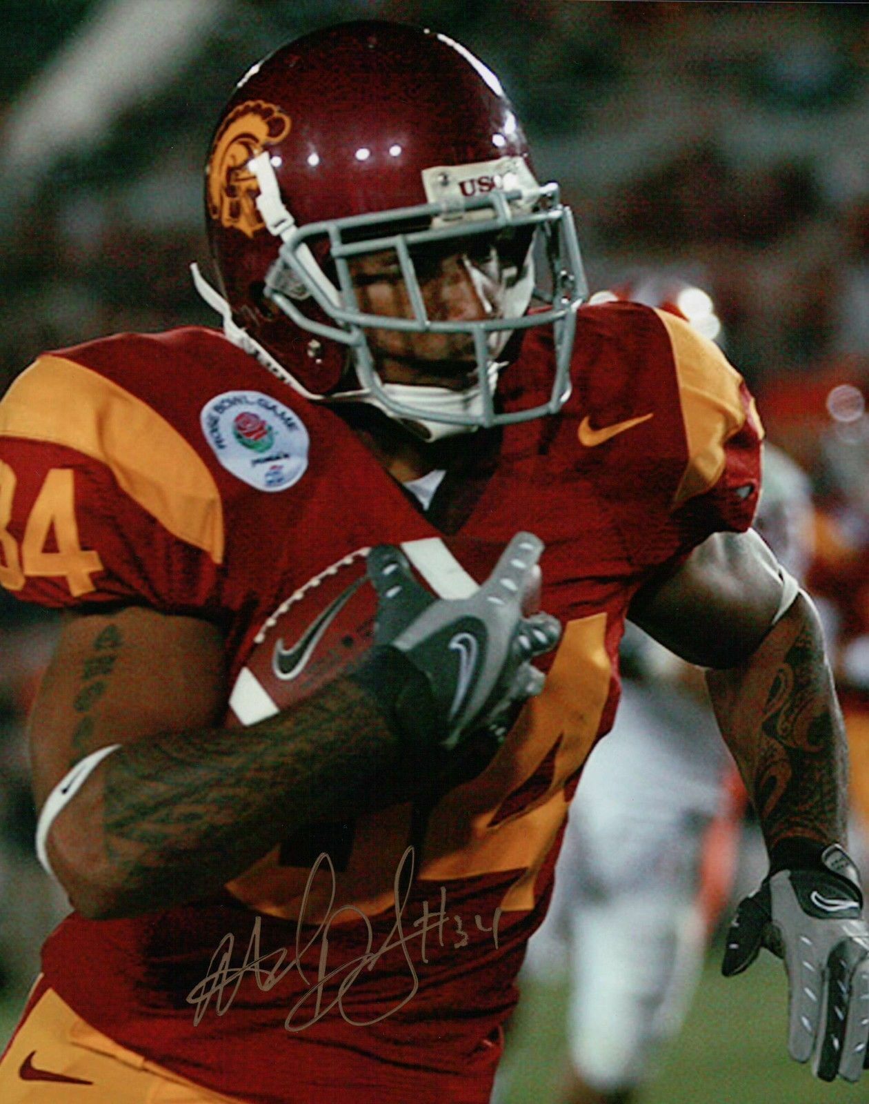 Hershel Dennis Signed 8X10 Photo Poster painting Autograph USC Trojans Close-up Running Auto COA