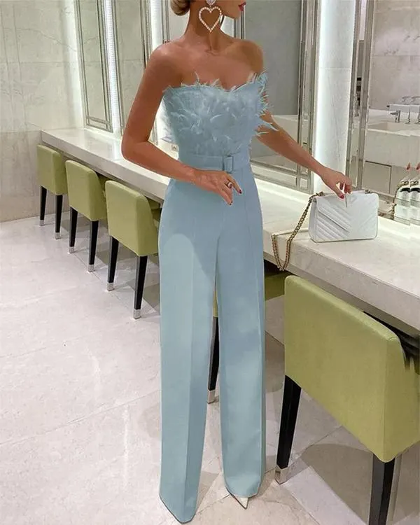 Angel Feather Tube Wide Leg Jumpsuit
