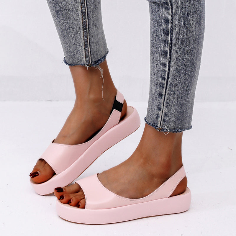 Women flatform sandals comfy slingback slip on peep toe sandals