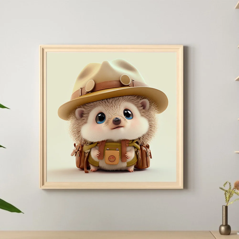 Full Round Diamond Painting 30*30cm - Little Detective Hedgehog