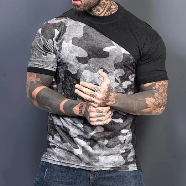 New Men's Casual Round Neck Short Sleeve Pullover Slim Fit Digital Print Men's T-Shirt