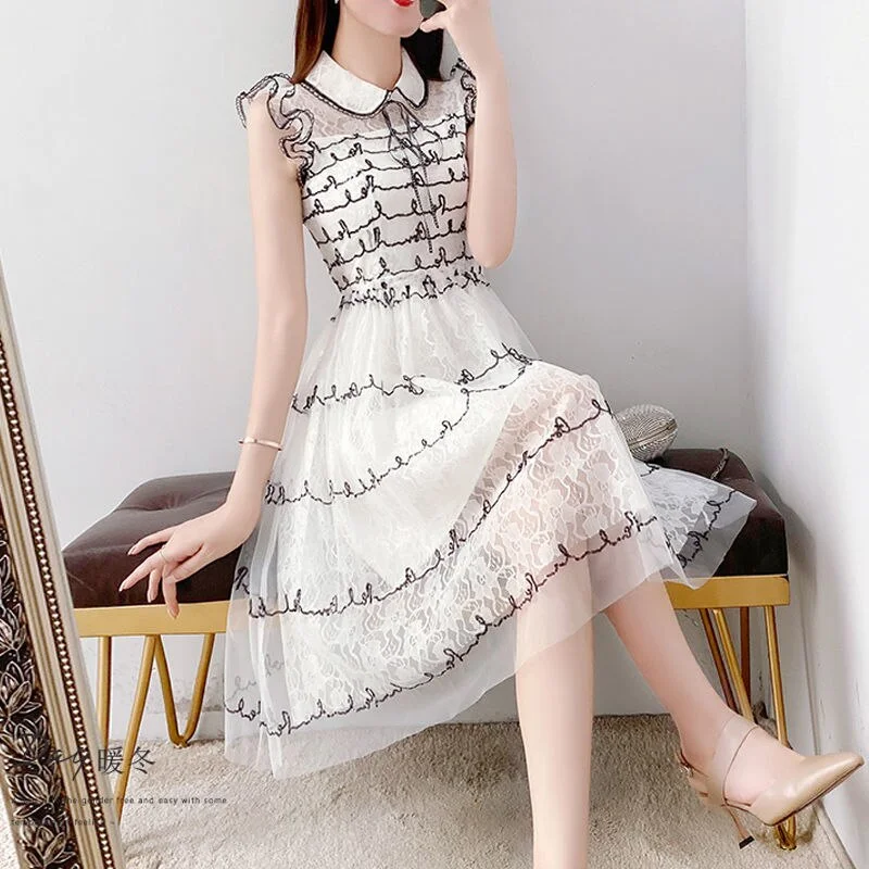 2020 New Summer Temperament Women Dress Lace Princess Female Dresses