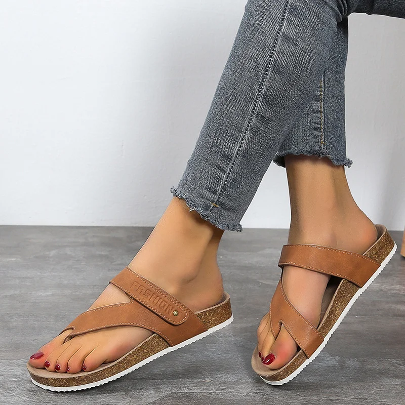 Yyvonne Sandals Women's Spring And Summer Fashion Casual Press Multi-Color Flat Bottom Women's Outer Wear Clip-To-Slips Half Slippers