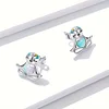925 Silver Sloth Stud Earrings with Heart Opals