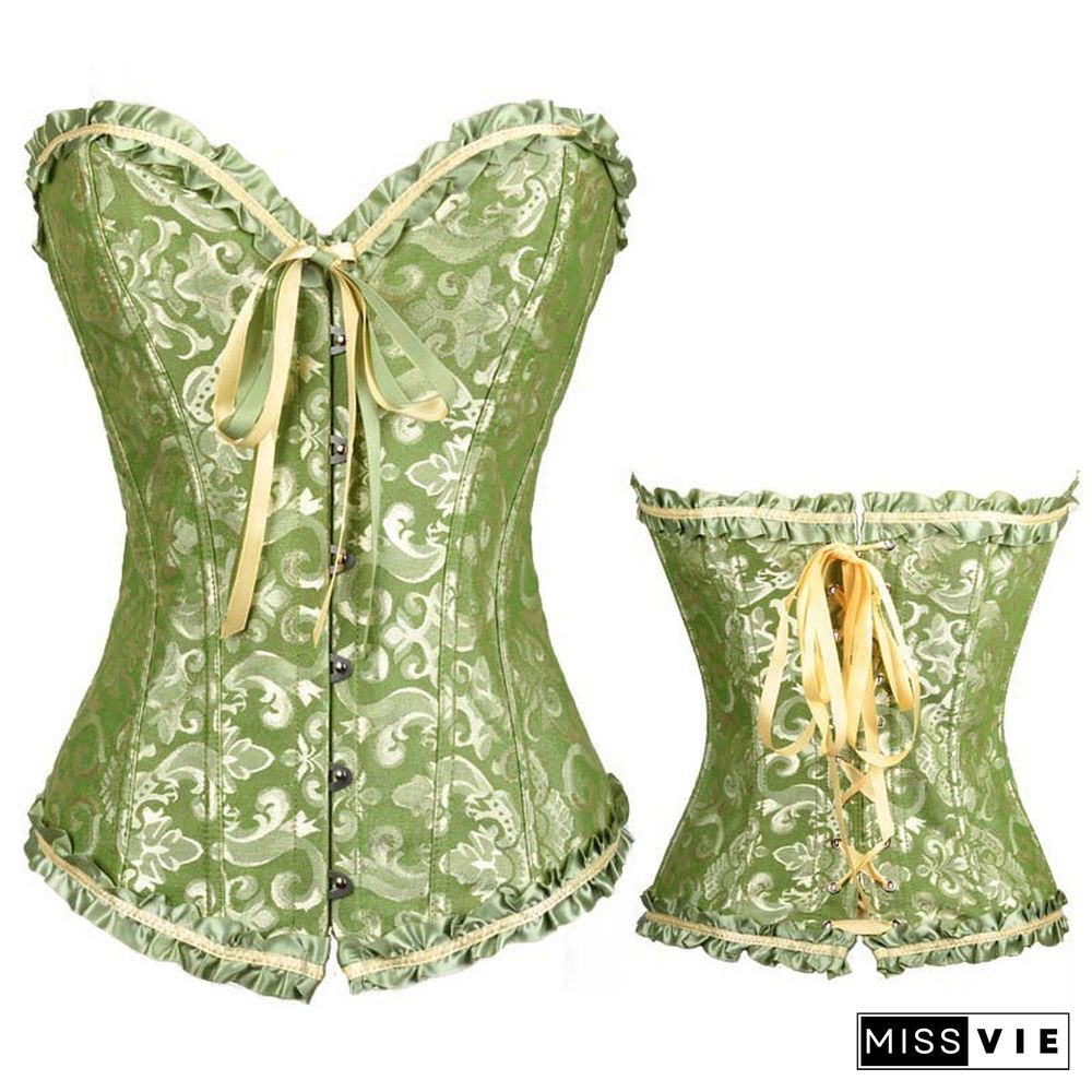 Flower Print Lace Up Corset Tops