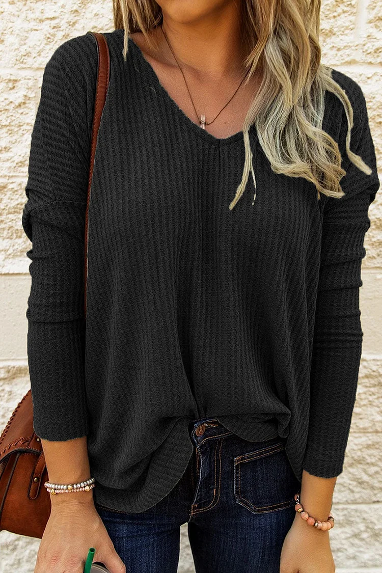 Fashion Sexy Solid V Neck Tops