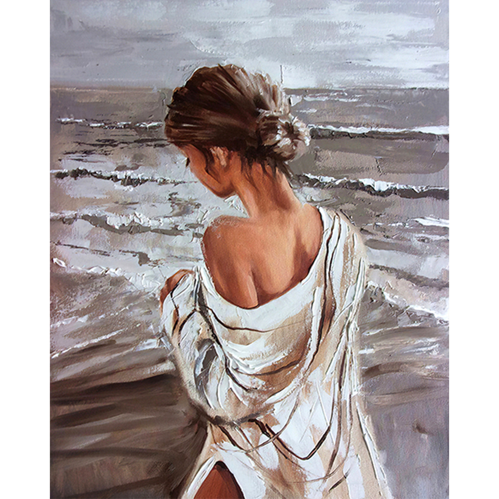 Girl On The Beach-Paint by Numbers-16"x20"/40x50cm