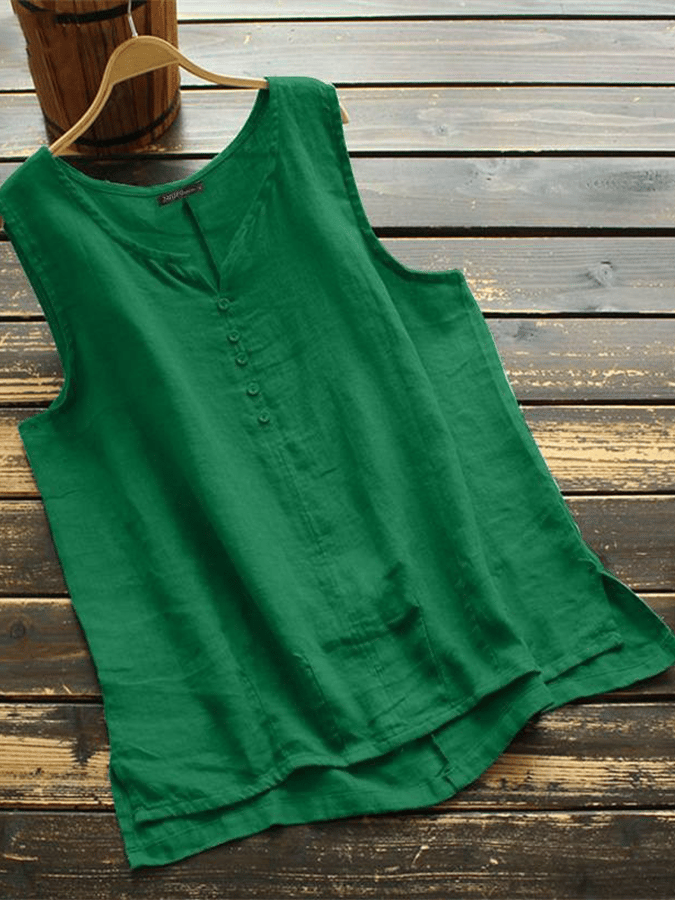 Women's Solid Round Neck Split T-shirt