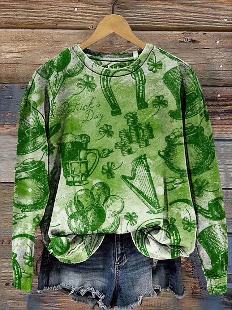 St. Patrick's Day Print Casual  Sweatshirt